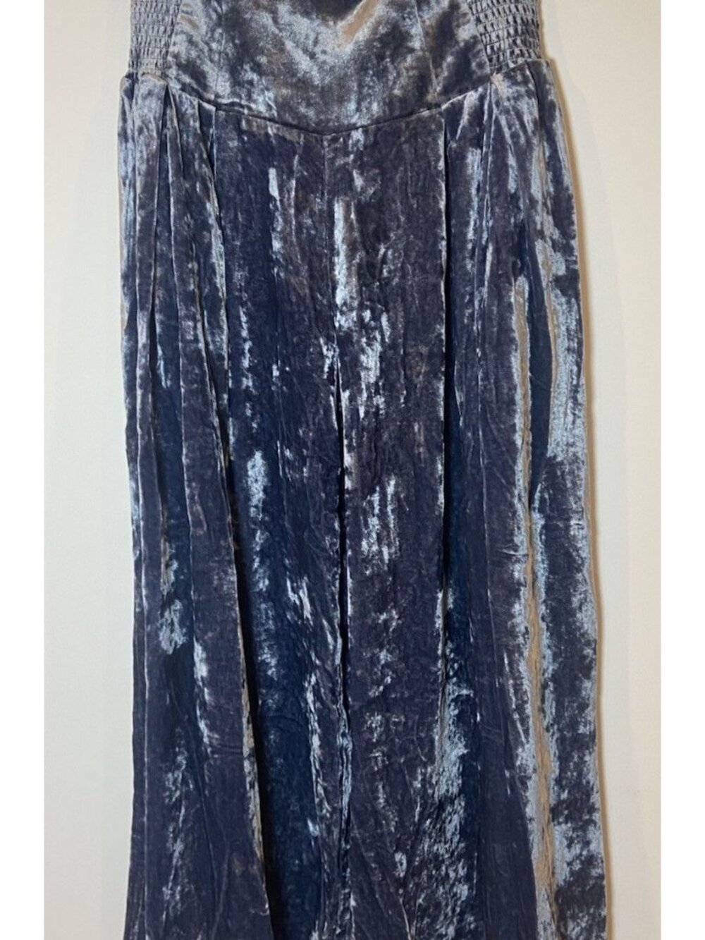 Anthropologie Pants Wide Leg Crushed Velvet Palazzo Stretch Blue Small S